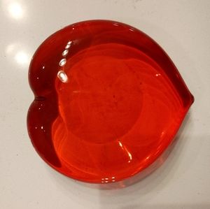Vintage Glass Red Heart Paperweight/Decor